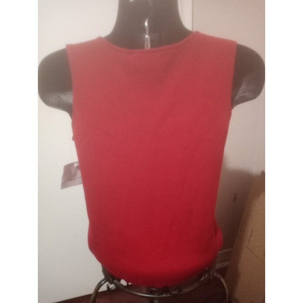 New Women's LIZ CLAIBORNE LIZSPORT Medium M Tunic Top Sleeveless V-Neck RED - Picture 5 of 10
